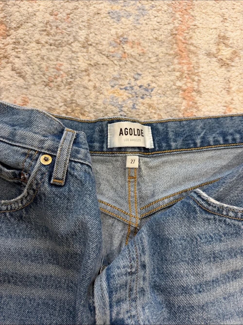 High-Rise Distressed Denim Shorts - Blue